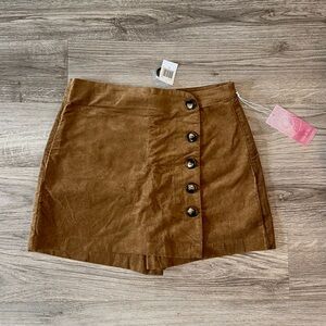 Corduroy Skort with Front Button Detail